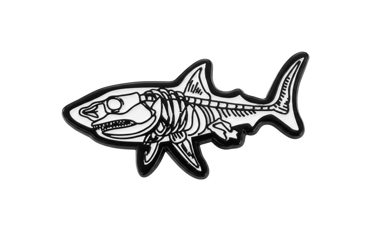 Shark Skeleton Metal Phone Sticker With 3M Sticky Backing - StickyPins