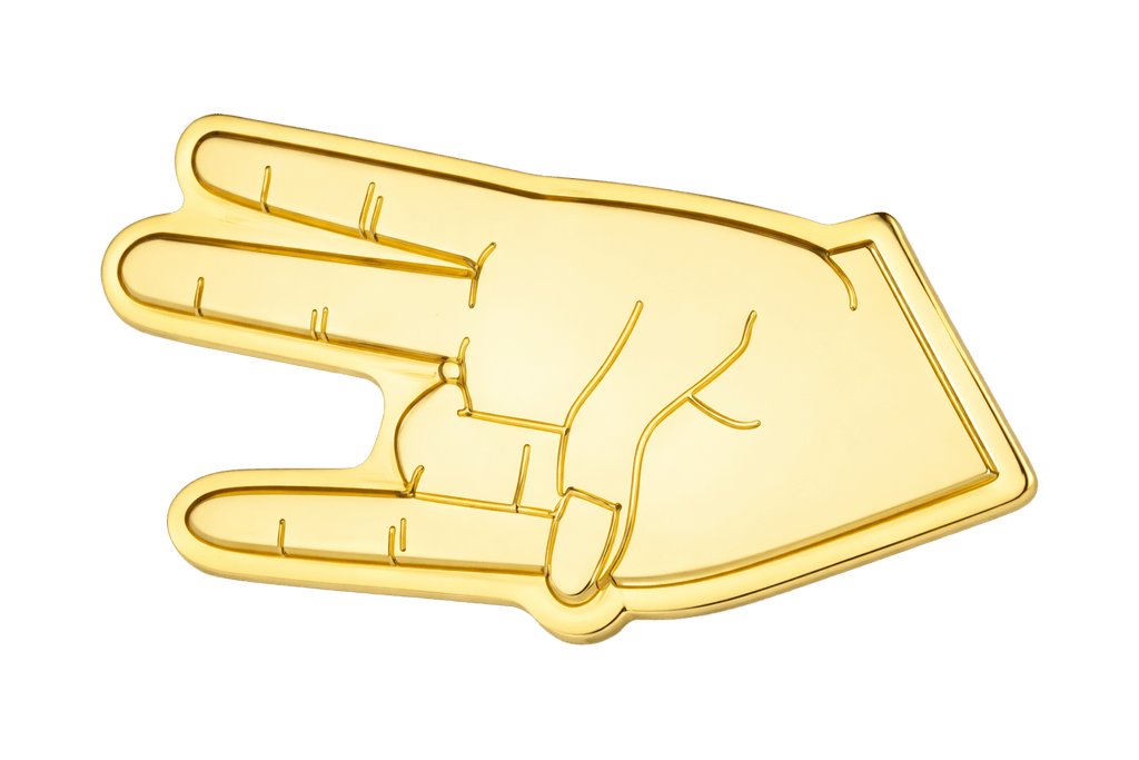 Shocker Hand Gesture Gold Metal Phone Sticker With 3M Sticky Backing - StickyPins