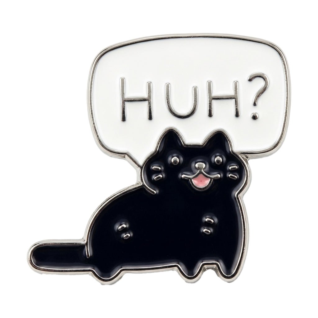 Huh? Black Cat Metal Phone Sticker With 3M Sticky Backing - StickyPins