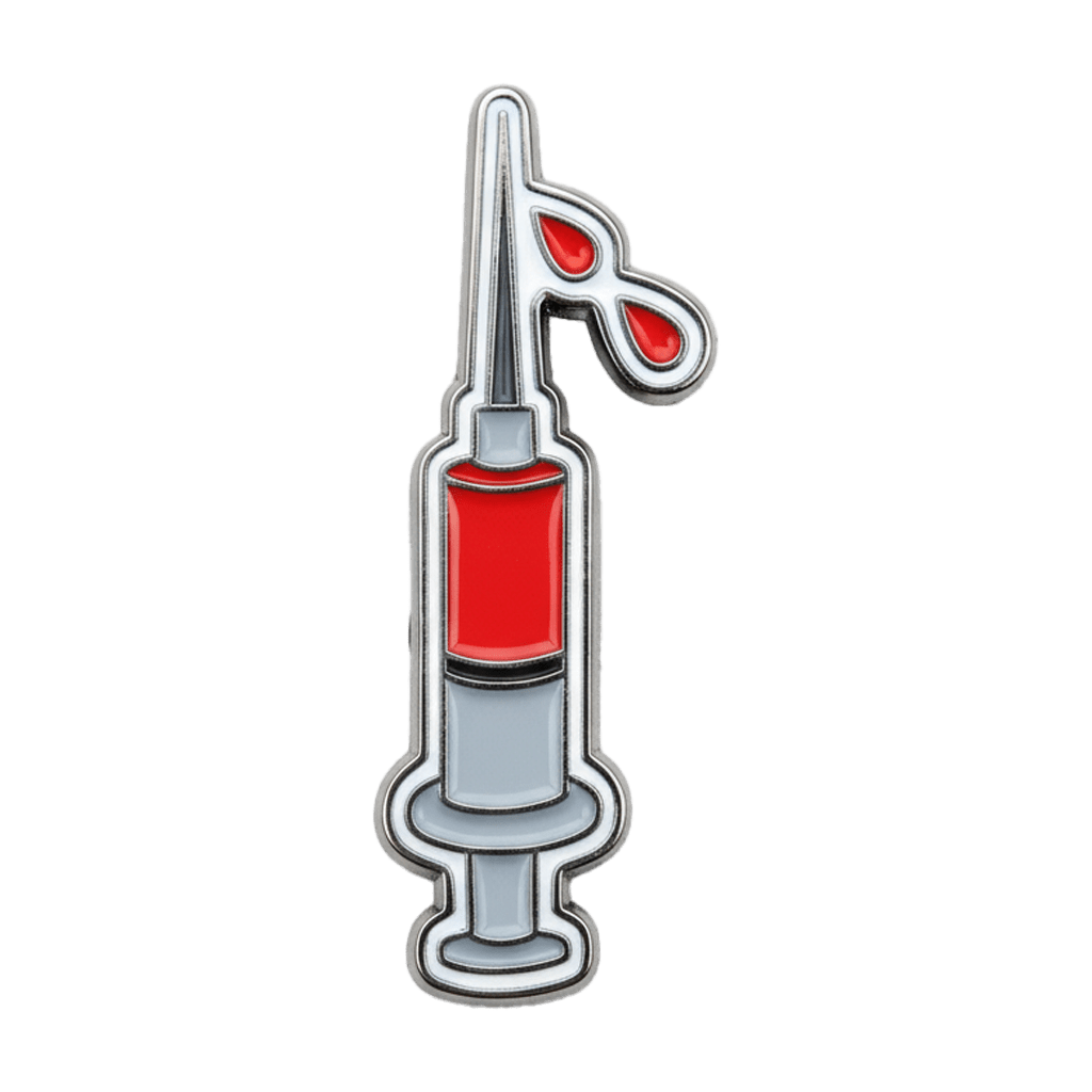 Syringe Metal Phone Sticker With 3M Sticky Backing - StickyPins
