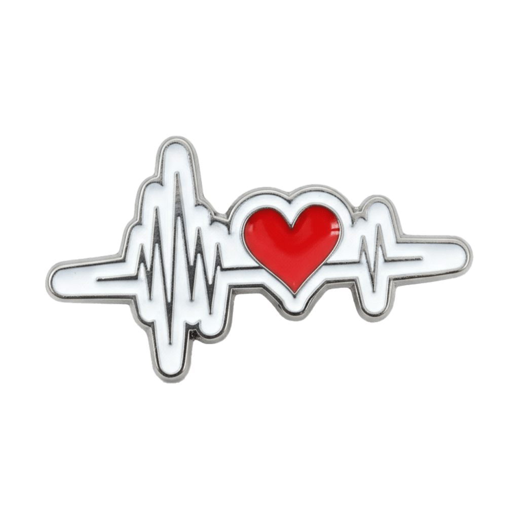 Heartbeat ECG Line Metal Phone Sticker With 3M Sticky Backing - StickyPins