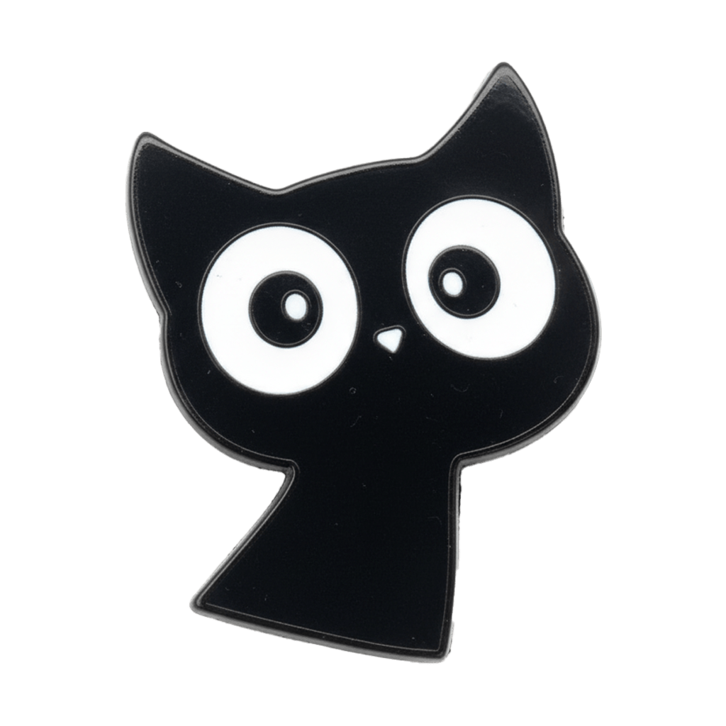 Wide - Eyed Black Cat Metal Phone Sticker With 3M Sticky Backing - StickyPins