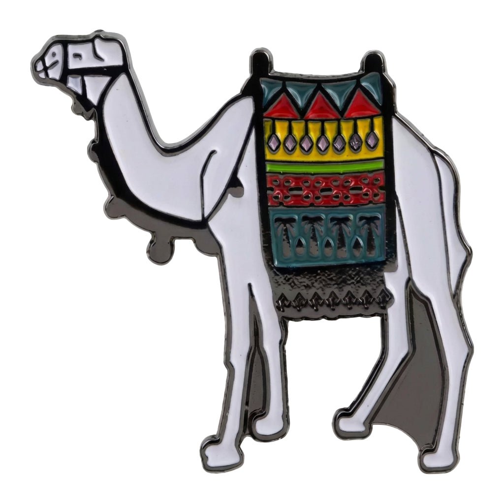 White Camel With Bedouin Blanket Metal Phone Sticker With 3M Sticky Backing - StickyPins