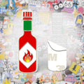 Hot Sauce Bottle Metal Phone Sticker With 3M Sticky Backing - StickyPins