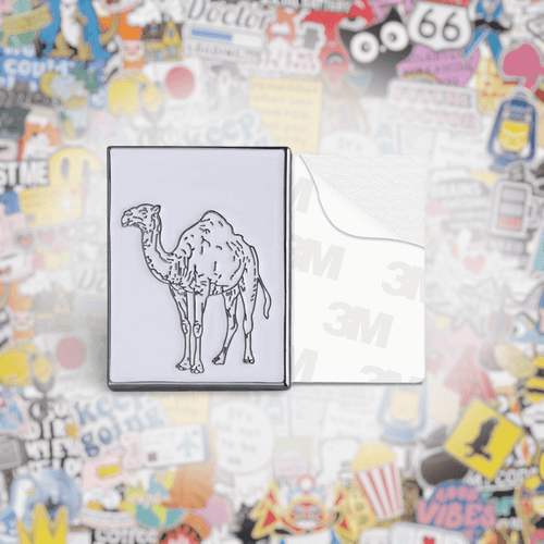 Camel Outline Metal Phone Sticker With 3M Sticky Backing - StickyPins