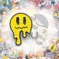 Melting Smile Yellow Metal Phone Sticker With 3M Sticky Backing - StickyPins