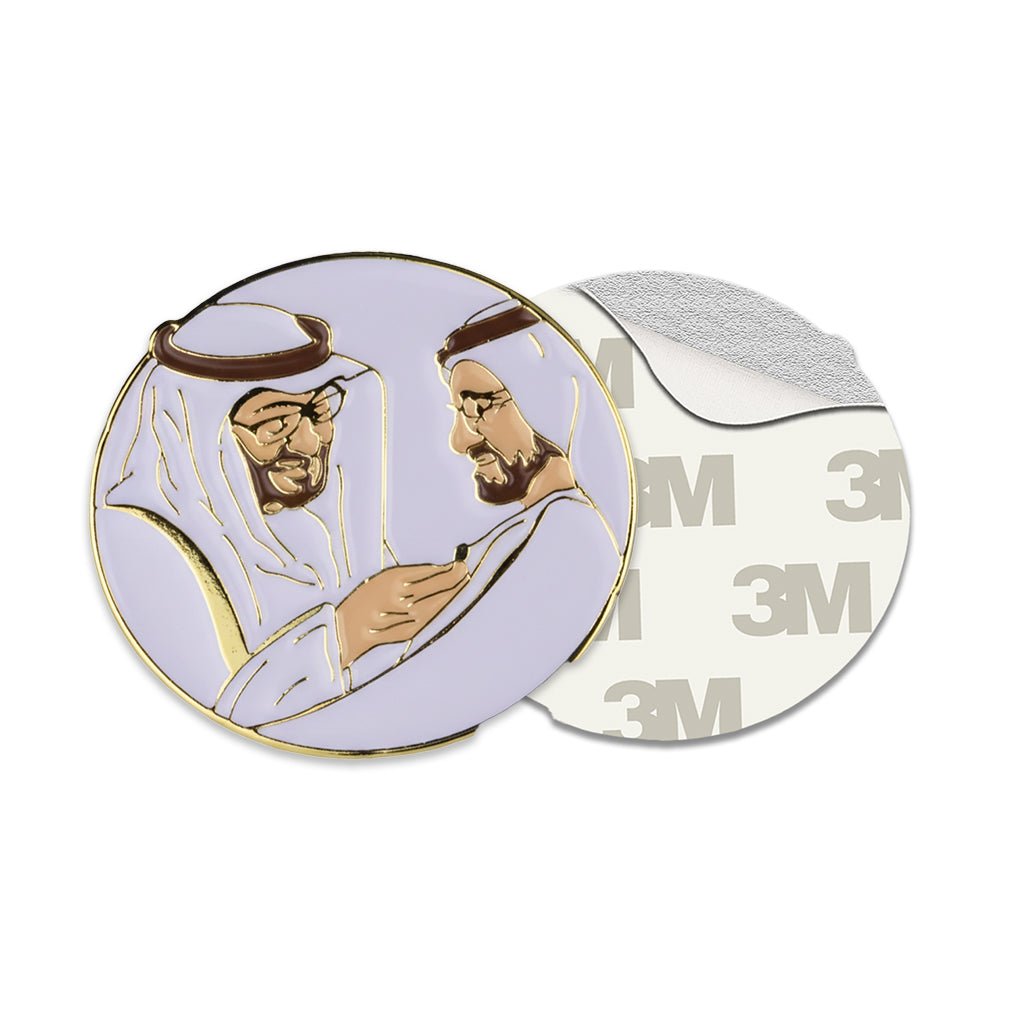 Sheikh Mohammed bin Zayed & Sheikh Mohammed UAE Metal Phone Sticker With 3M Sticky Backing - StickyPins