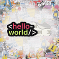 Hello World Metal Phone Sticker with 3M Sticky Backing - StickyPins