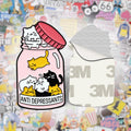Anti - Depressants Cat Jar Metal Phone Sticker With 3M Sticky Backing - StickyPins