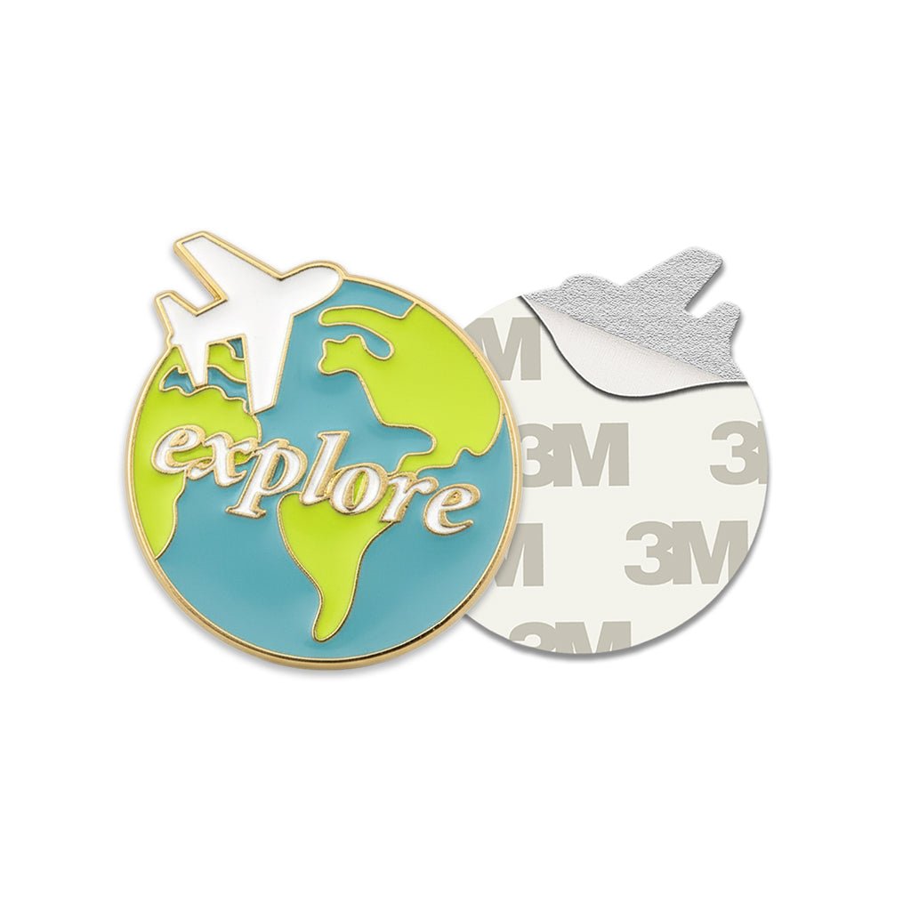 Explore Globe Metal Phone Sticker With 3M Sticky Backing - StickyPins