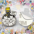 Cat Happy Potion Metal Phone Sticker with 3M Sticky Backing - StickyPins