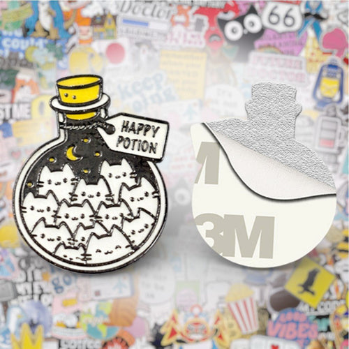 Cat Happy Potion Metal Phone Sticker with 3M Sticky Backing - StickyPins