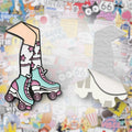 Retro Roller Skates Metal Phone Sticker with 3M Sticky Backing - StickyPins