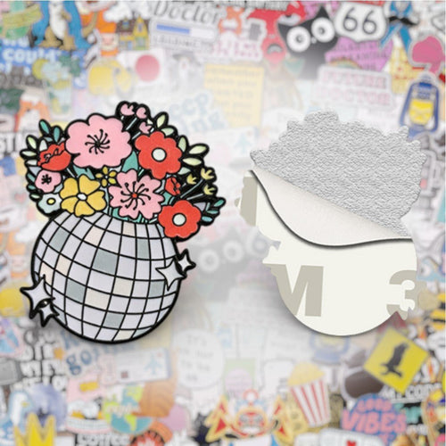 Disco Ball Flower Vase Metal Phone Sticker with 3M Sticky Backing - StickyPins