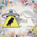 Black Cat UFO Metal Phone Sticker with 3M Sticky Backing - StickyPins