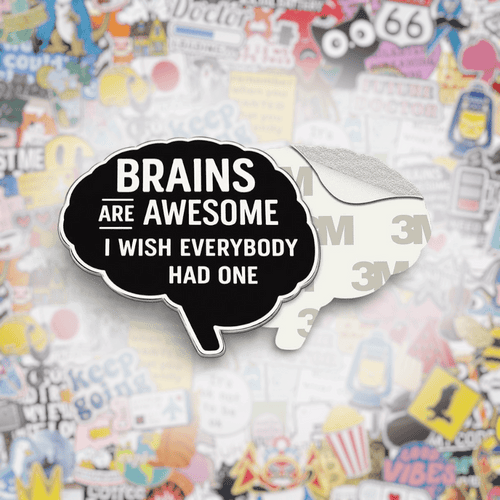 Brains Are Awesome Metal Phone Sticker with 3M Sticky Backing - StickyPins