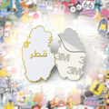 Qatar Map White and Gold Metal Phone Sticker With 3M Sticky Backing - StickyPins