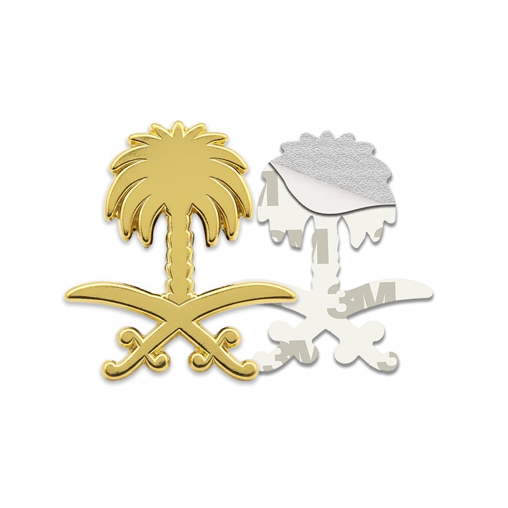 Saudi Emblem Gold Metal Phone Sticker With 3M Sticky Backing - StickyPins