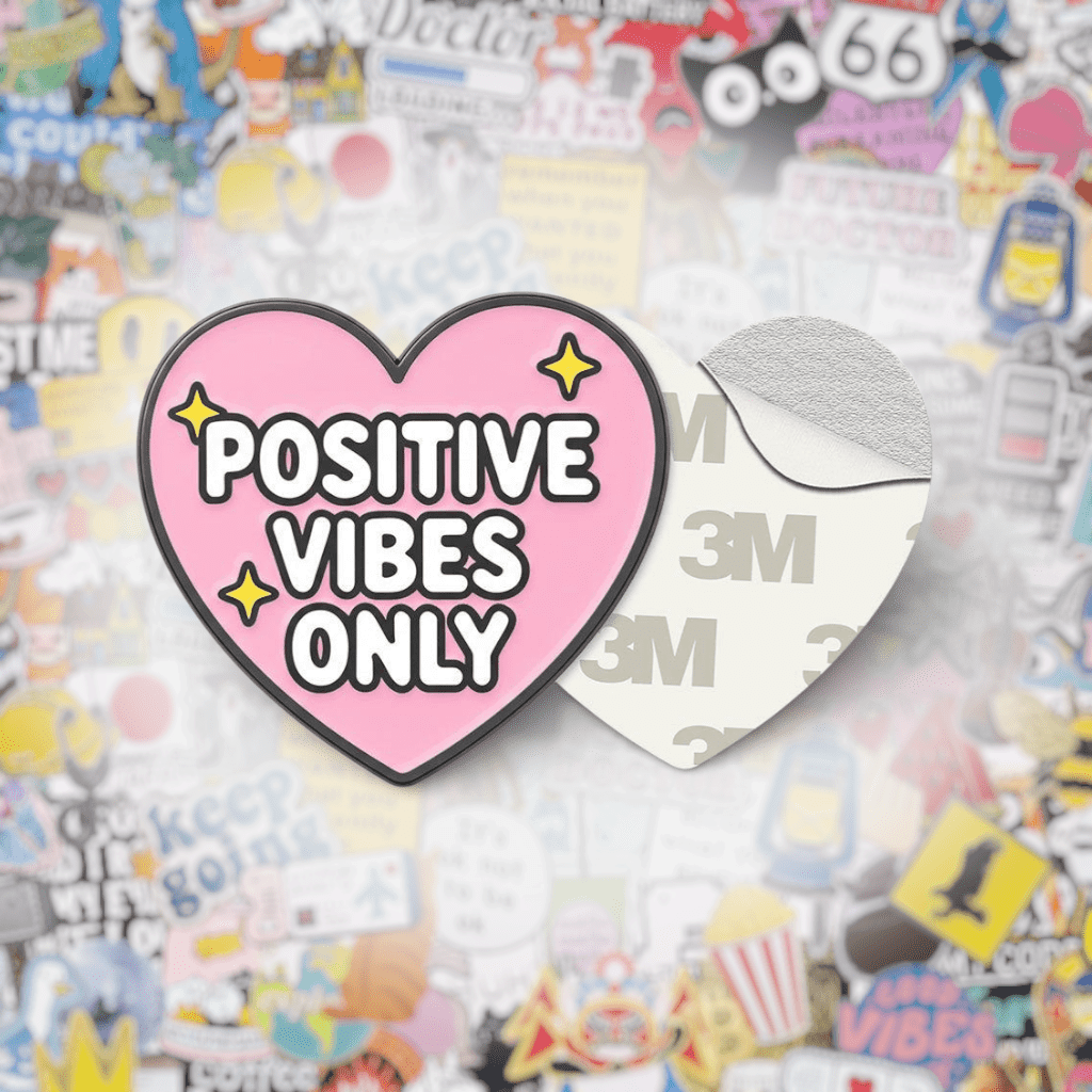 Positive Vibes Only Metal Phone Sticker with 3M Sticky Backing - StickyPins