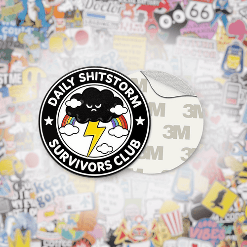 Daily Shitstorm Survivors Club Metal Phone Sticker with 3M Sticky Backing - StickyPins