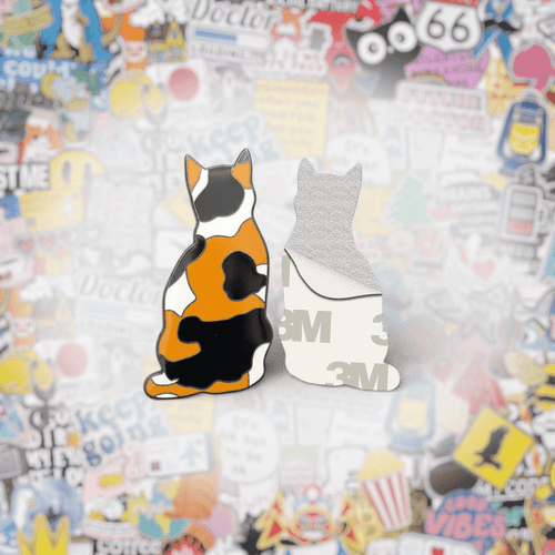 Calico Cat Metal Phone Sticker with 3M Sticky Backing - StickyPins