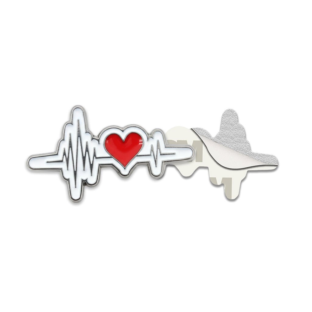Heartbeat ECG Line Metal Phone Sticker With 3M Sticky Backing - StickyPins