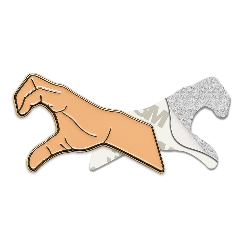 Right Finger Heart Hand Gesture Metal Phone Sticker With 3M Sticky Backing - StickyPins