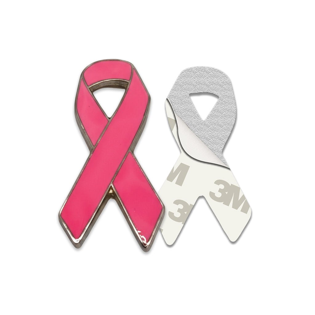 Pink Ribbon Breast Cancer Awareness Metal Phone Sticker With 3M Sticky Backing - StickyPins