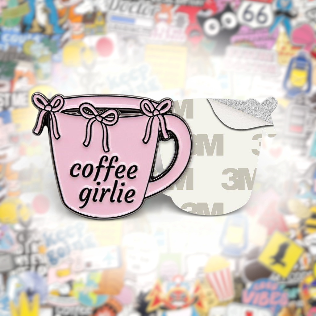 Coffee Girlie Metal Phone Sticker With 3M Sticky Backing - StickyPins