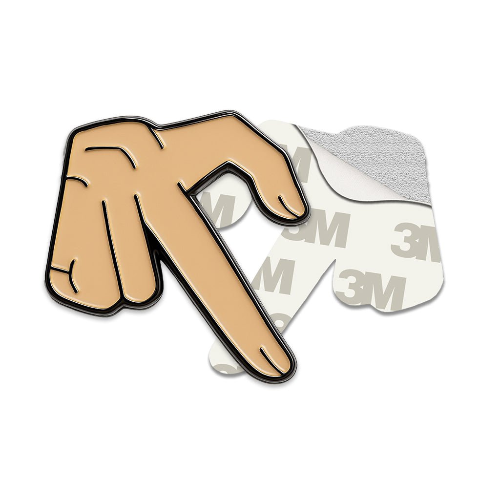 Left Finger Heart Hand Gesture Metal Phone Sticker With 3M Sticky Backing - StickyPins