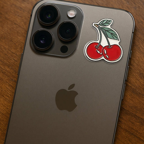 Cherries Metal Phone Sticker with 3M Sticky Backing - StickyPins