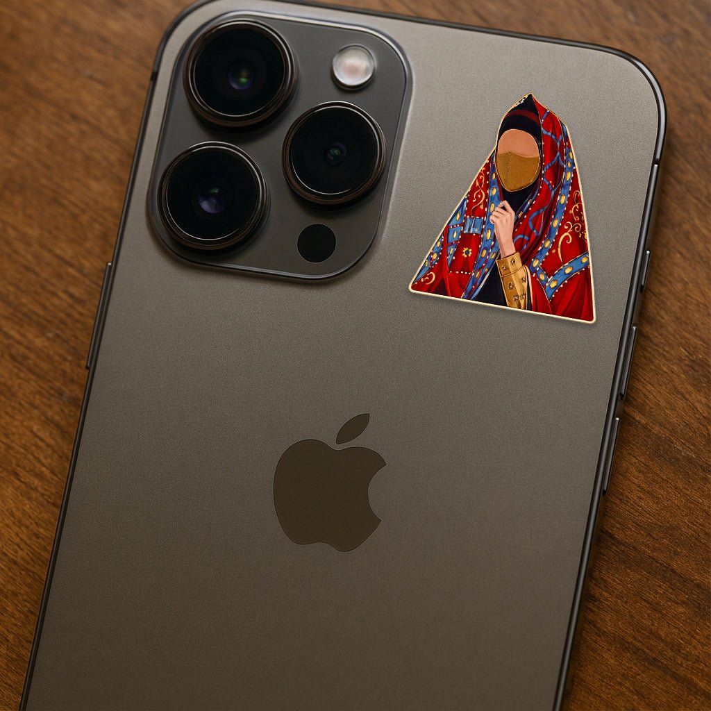 Khaleeji Woman With Battoulah Metal Phone Sticker With 3M Sticky Backing - StickyPins