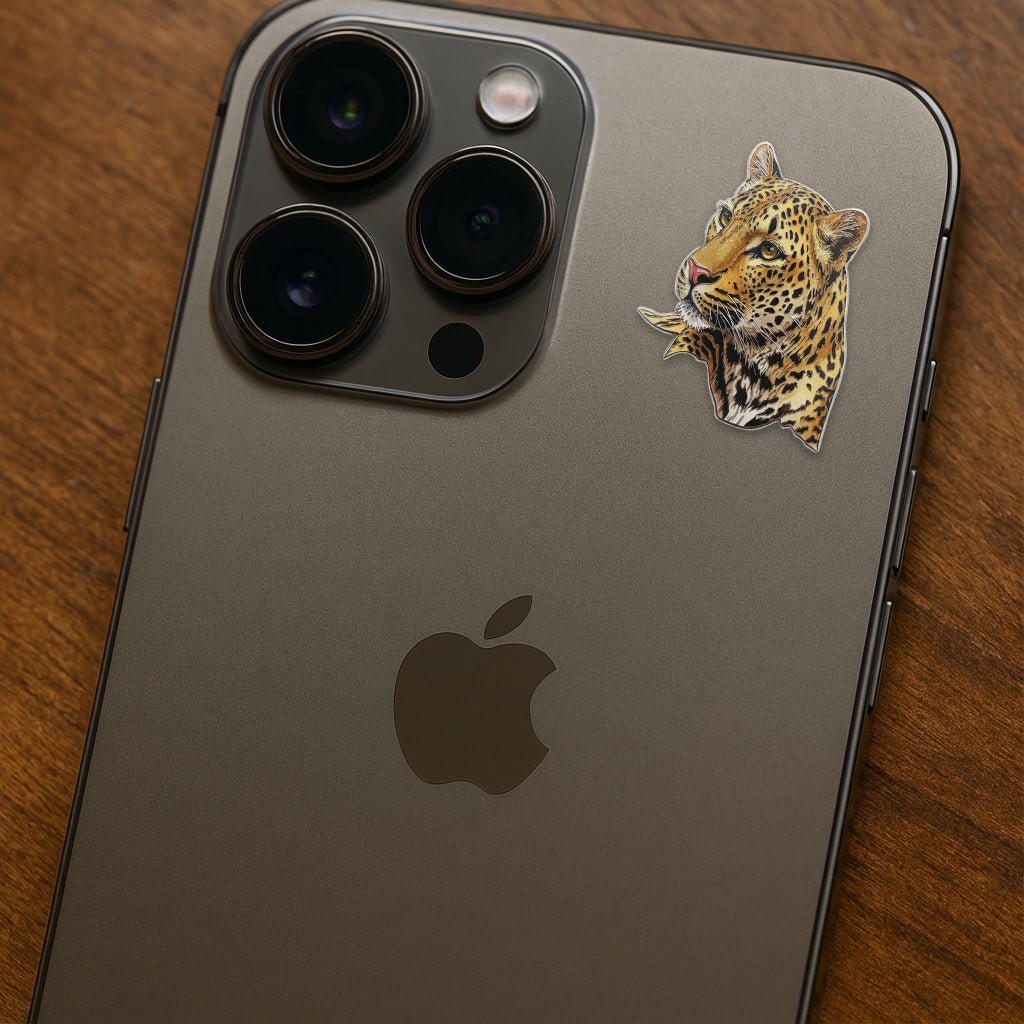 Leopard Metal Phone Sticker With 3M Sticky Backing - StickyPins