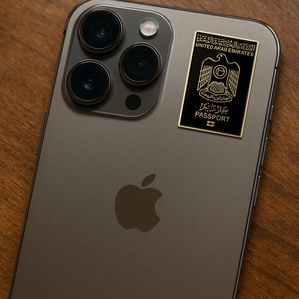 UAE Passport Metal Phone Sticker With 3M Sticky Backing - StickyPins