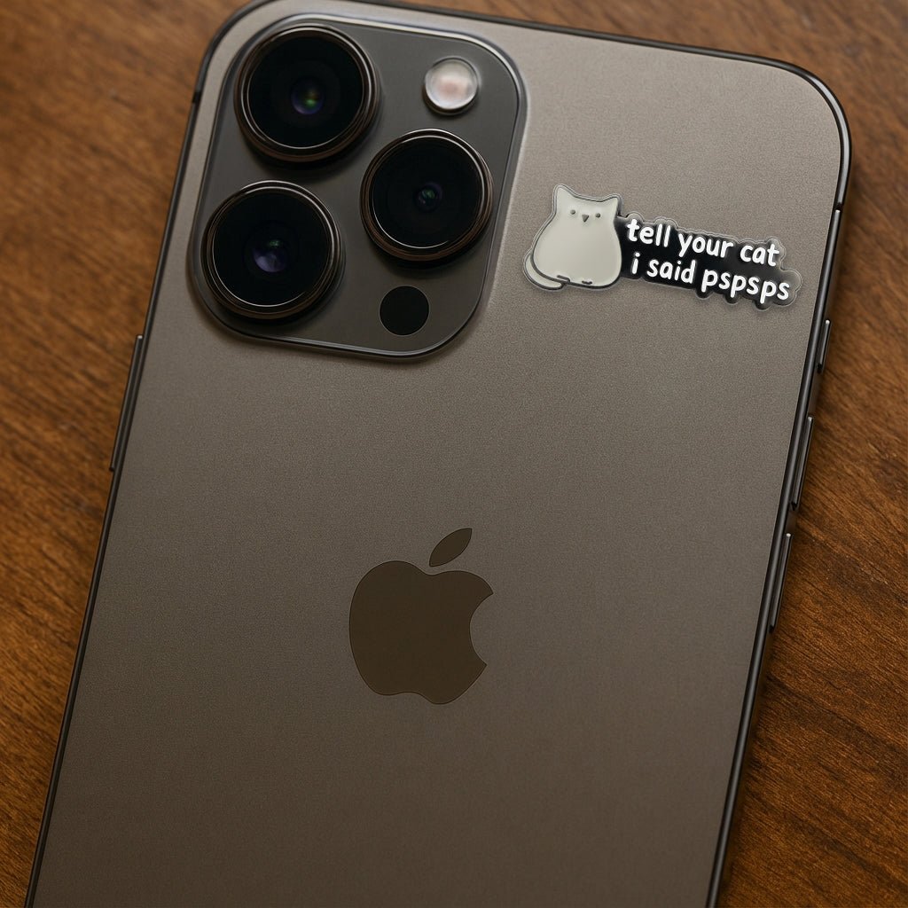 Tell Your Cat I Said Pspsps Metal Phone Sticker with 3M Sticky Backing - StickyPins