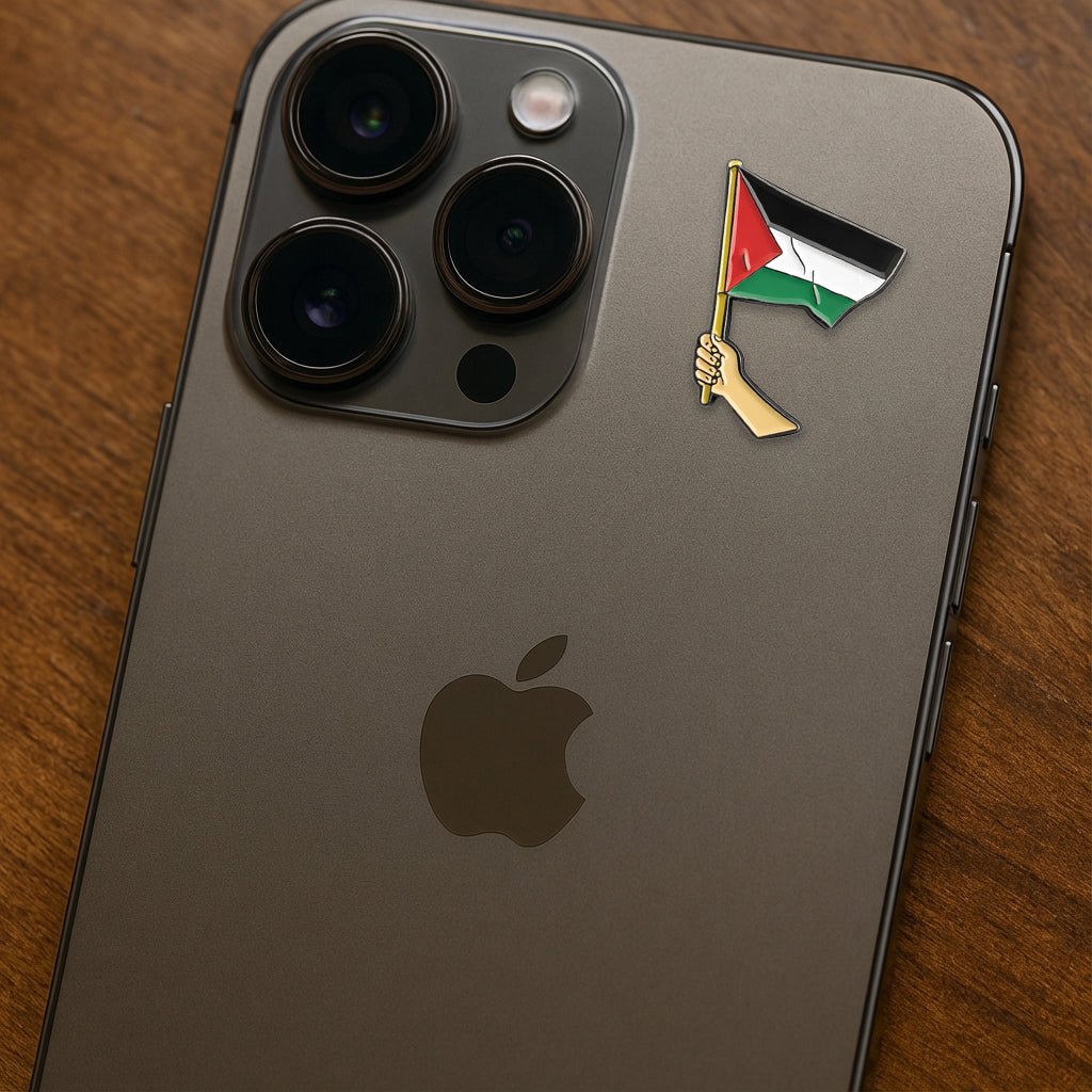 Palestine Waving Flag Metal Phone Sticker with 3M Sticky Backing - StickyPins