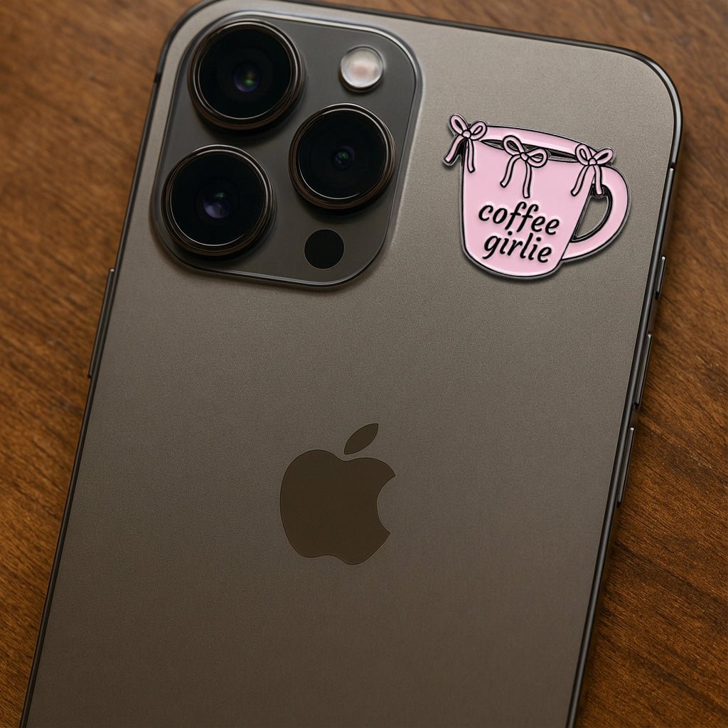 Coffee Girlie Metal Phone Sticker With 3M Sticky Backing - StickyPins