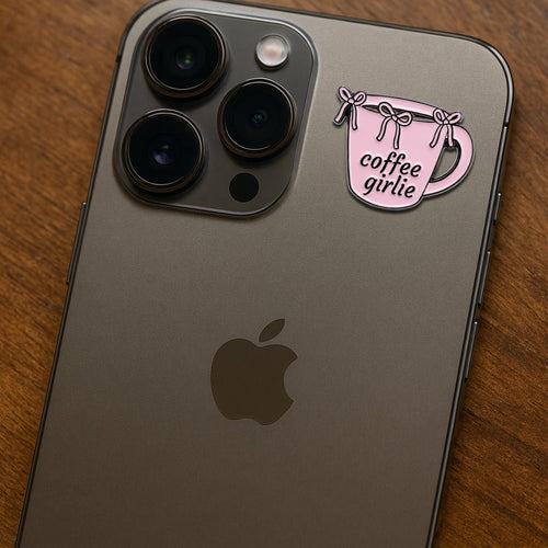 Coffee Girlie Metal Phone Sticker With 3M Sticky Backing - StickyPins