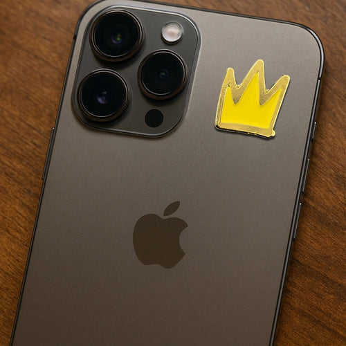 Gold Cartoon Crown Metal Phone Sticker With 3M Sticky Backing - StickyPins
