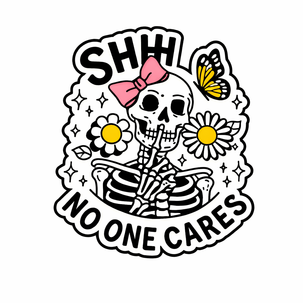 Shhh No One Cares Metal Phone Sticker with 3M Sticky Backing - StickyPins