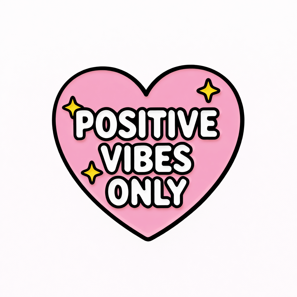 Positive Vibes Only Metal Phone Sticker with 3M Sticky Backing - StickyPins