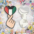 Kuwait Finger Heart Metal Phone Sticker with 3M Sticky Backing - StickyPins
