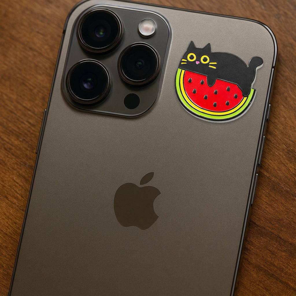 Palestine Watermelon Cat Metal Phone Sticker with 3M Sticky Backing - StickyPins