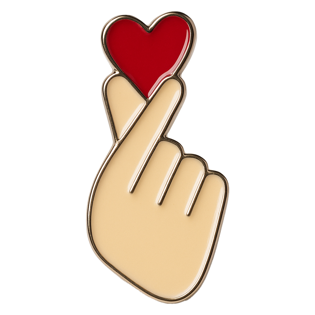 Korean Finger Heart Metal Phone Sticker With 3M Sticky Backing
