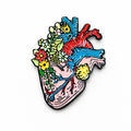 Flowers Anatomical Heart Metal Phone Sticker With 3M Sticky Backing