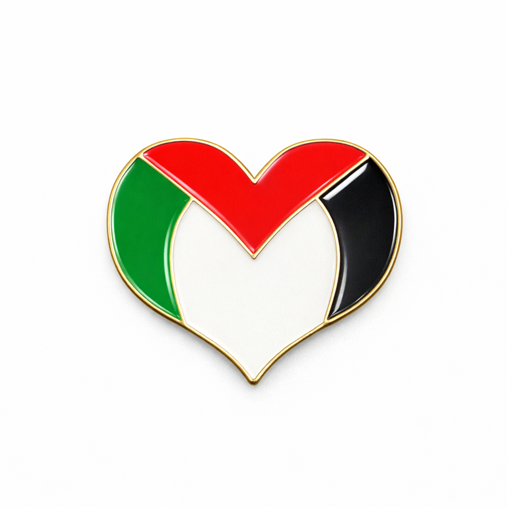 Palestine Flag Heart Metal Phone Sticker With 3M Sticky Backing