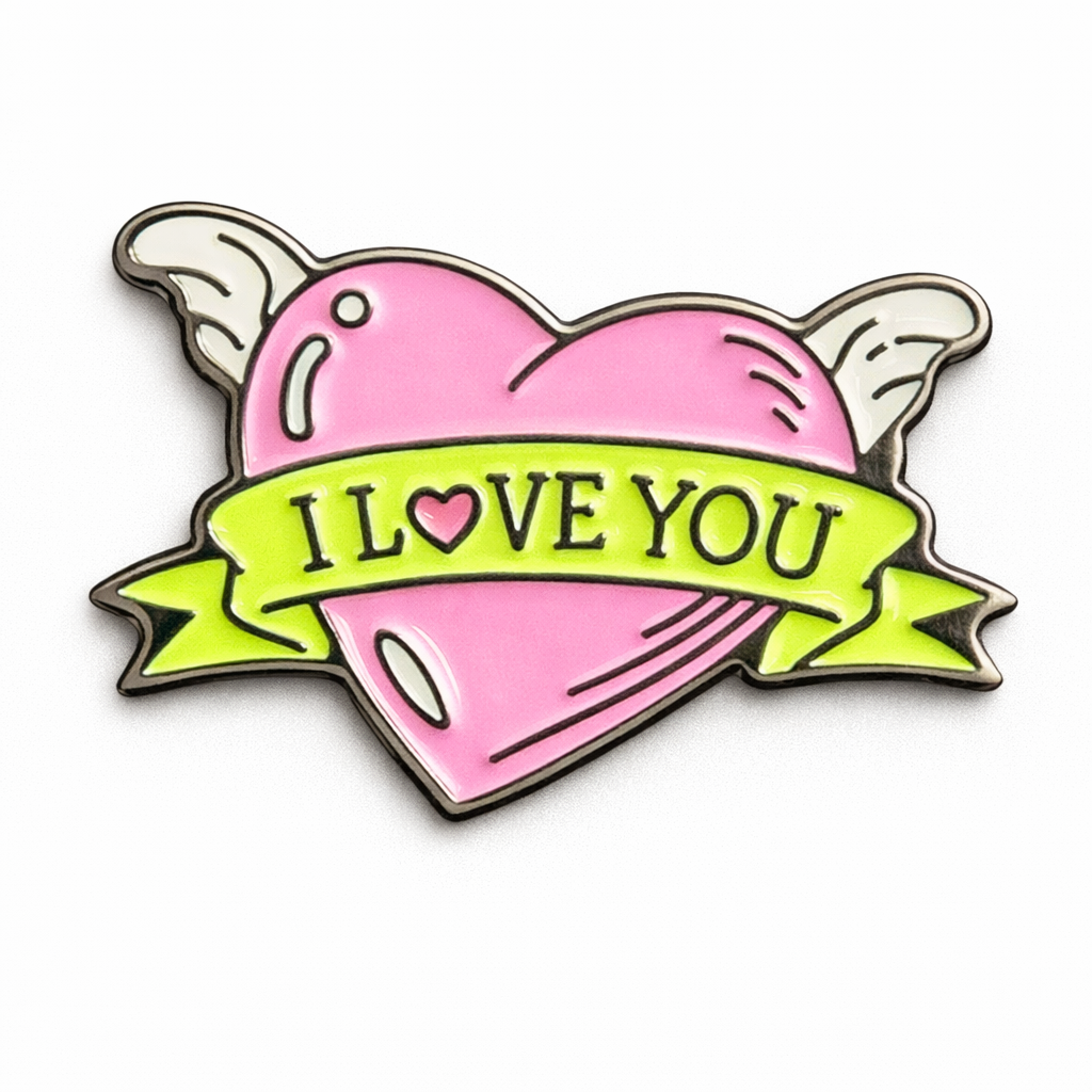 I Love You Heart Pink Green Metal Phone Sticker With 3M Sticky Backing