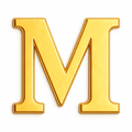 Gold Letter M Metal Phone Sticker With 3M Sticky Backing - StickyPins