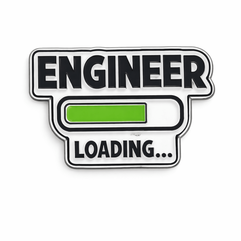 Engineer Loading Metal Phone Sticker With 3M Sticky Backing - StickyPins