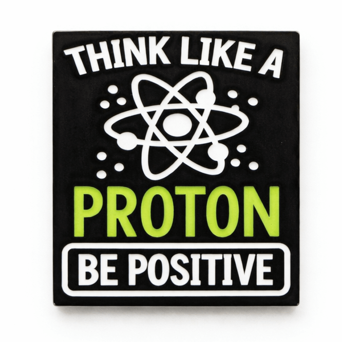 Think Like a Proton Be Positive Metal Phone Sticker With 3M Sticky Backing - StickyPins